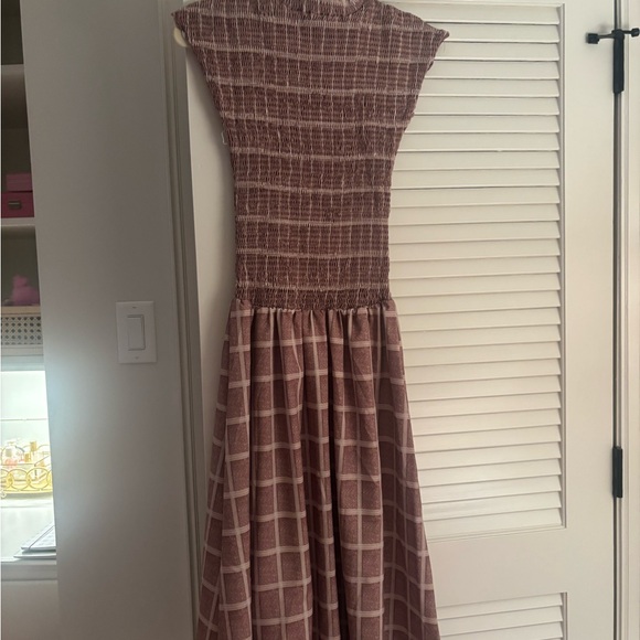 Dresses & Skirts - Smocked Bodice Maxi Dress in Dusty Rose Plaid